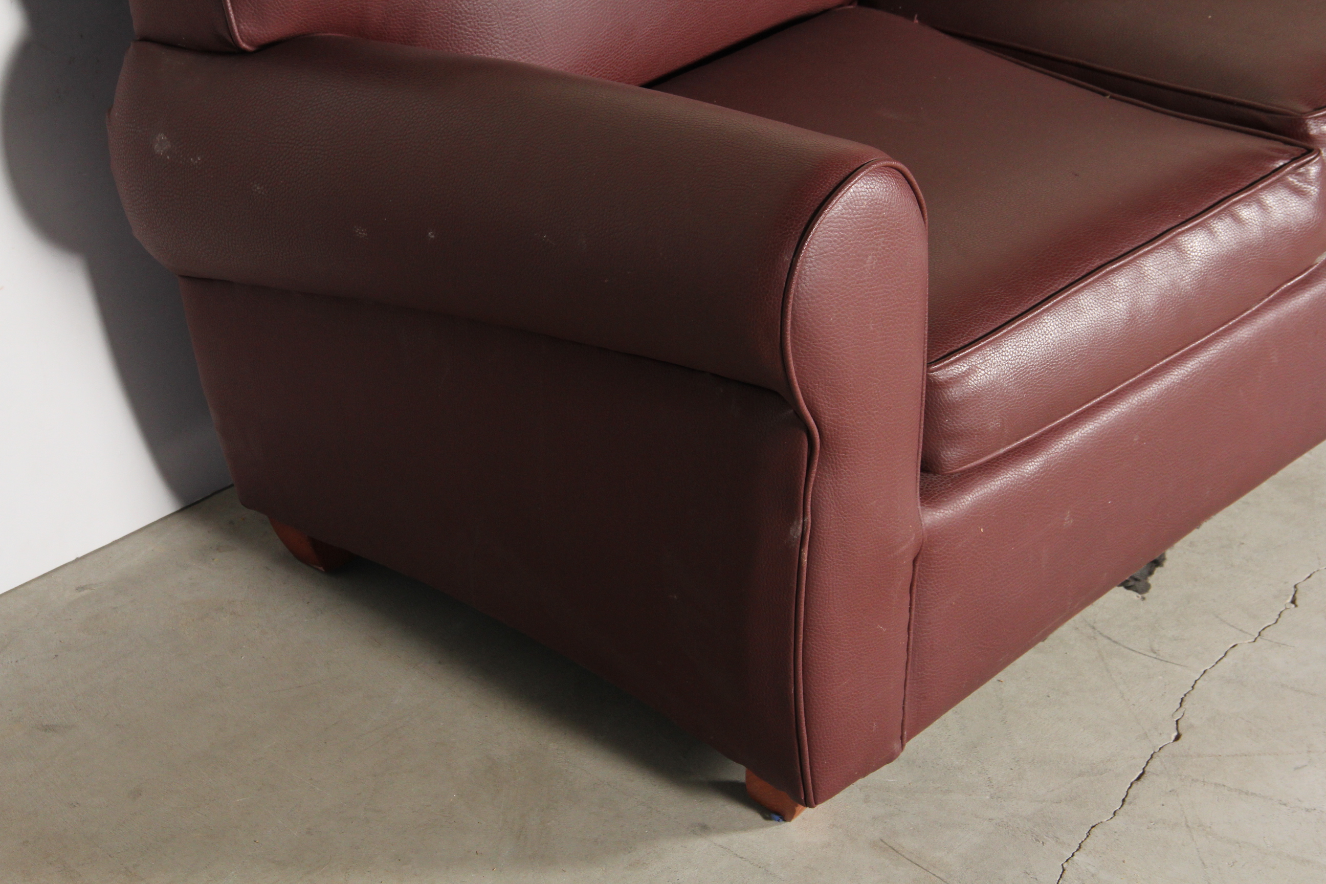 Edwards Furniture Maroon Leatherette Sofa