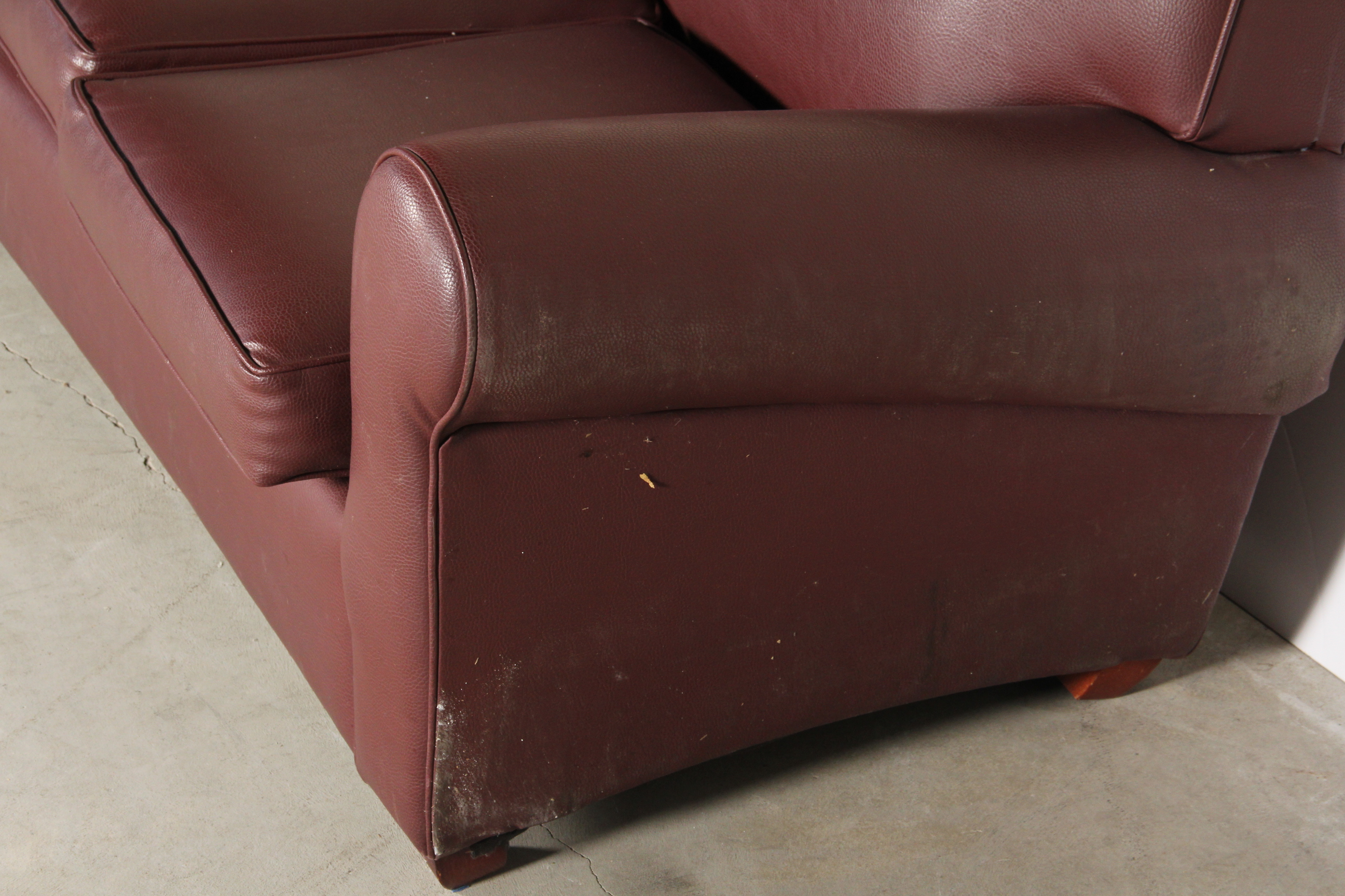 Edwards Furniture Maroon Leatherette Sofa