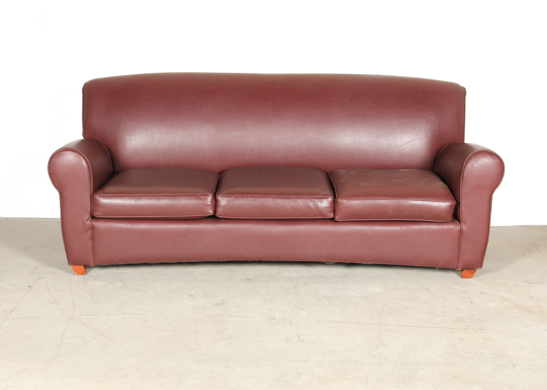 Edwards Furniture Maroon Leatherette Sofa