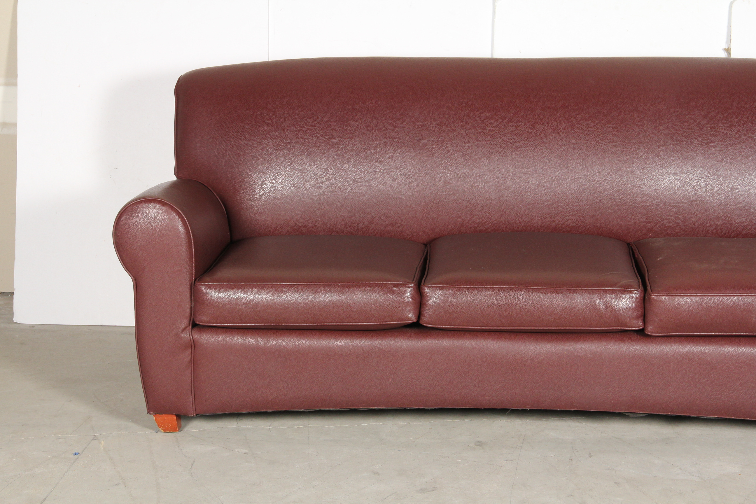 Edwards Furniture Maroon Leatherette Sofa
