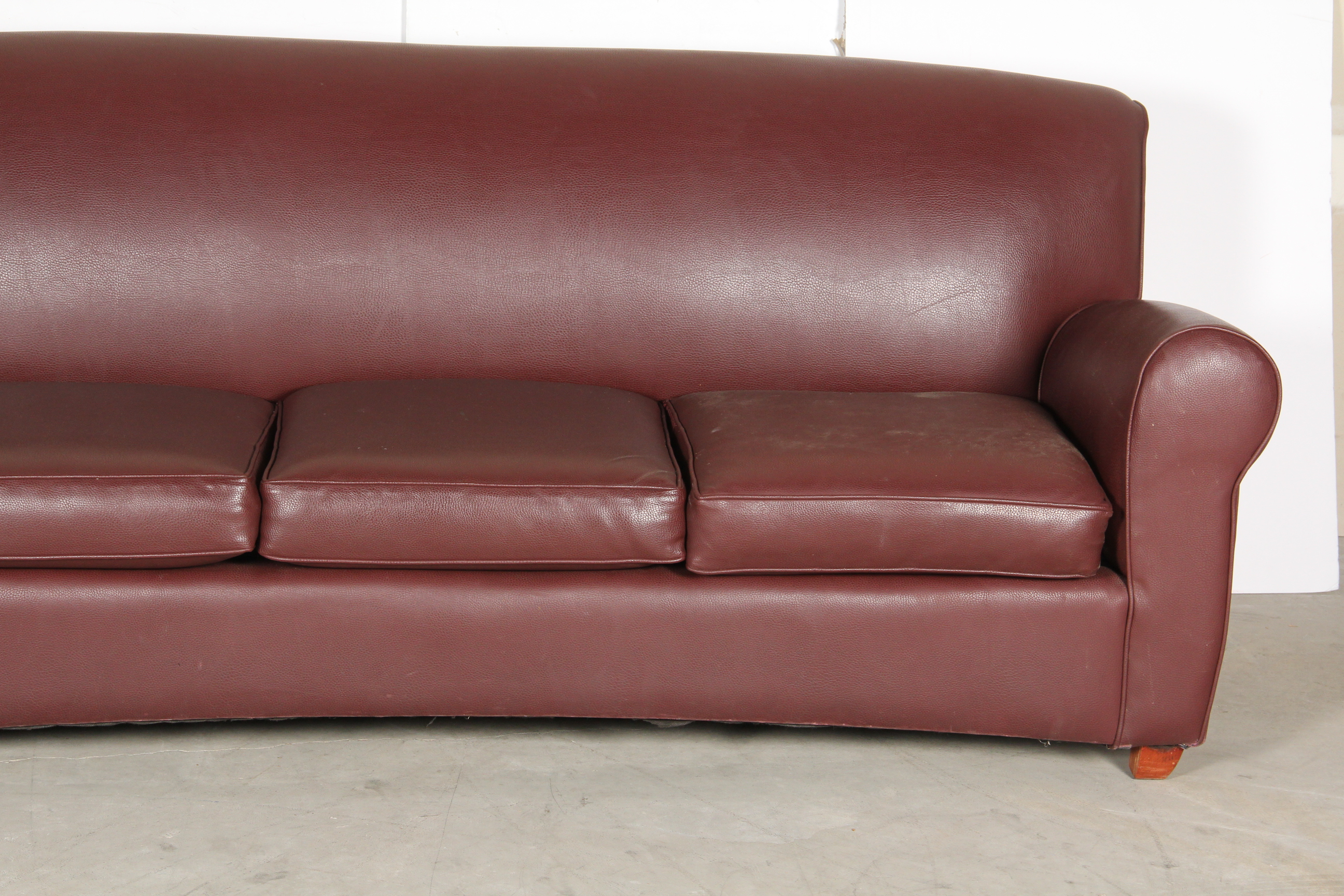Edwards Furniture Maroon Leatherette Sofa