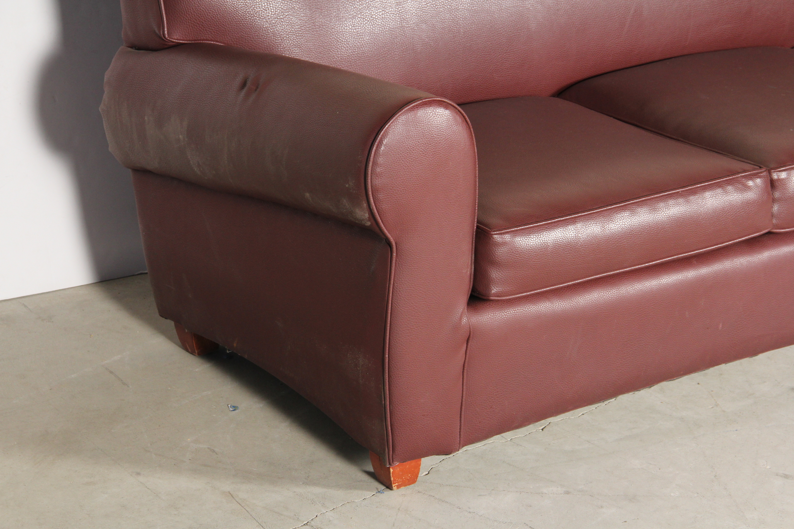 Edwards Furniture Maroon Leatherette Sofa