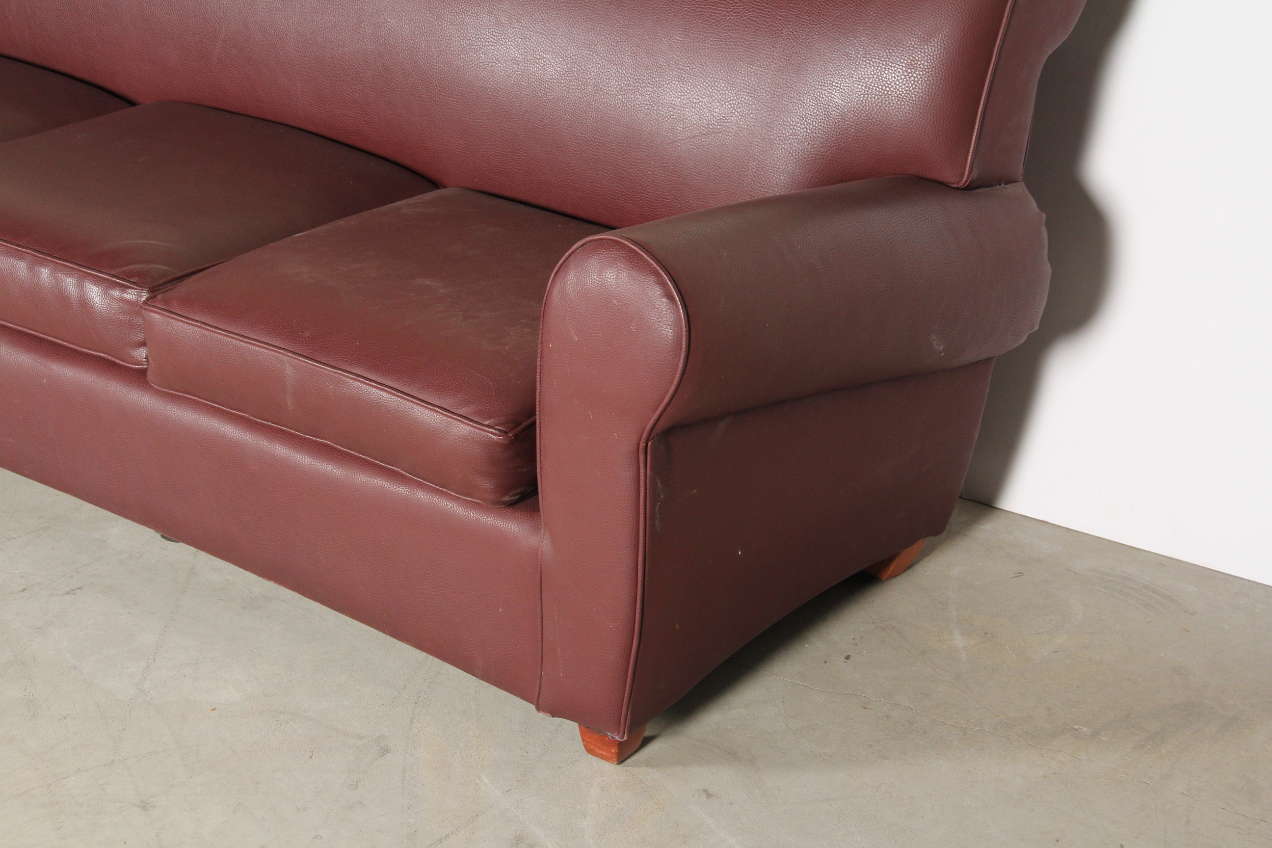 Edwards Furniture Maroon Leatherette Sofa