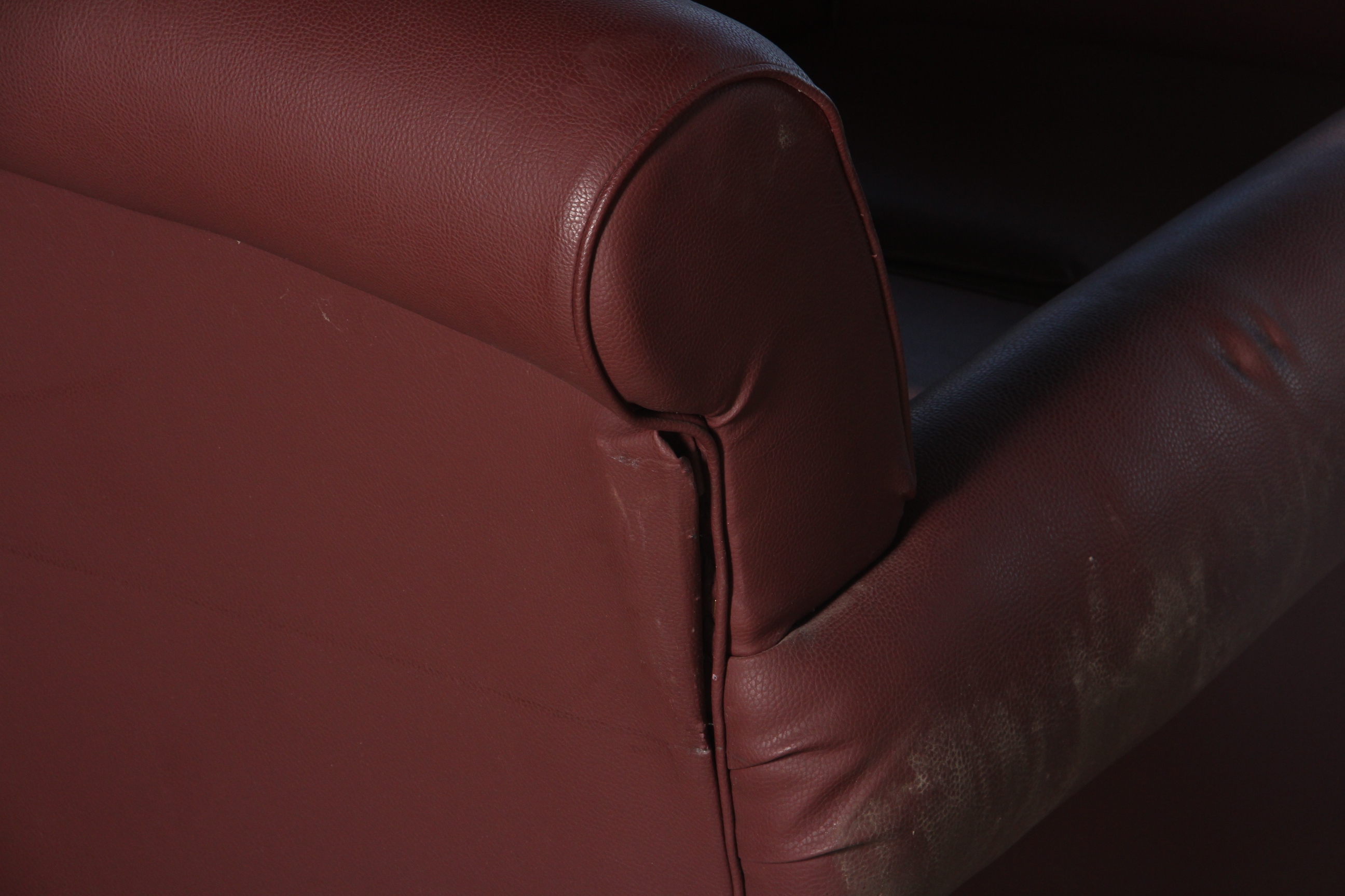 Edwards Furniture Maroon Leatherette Sofa