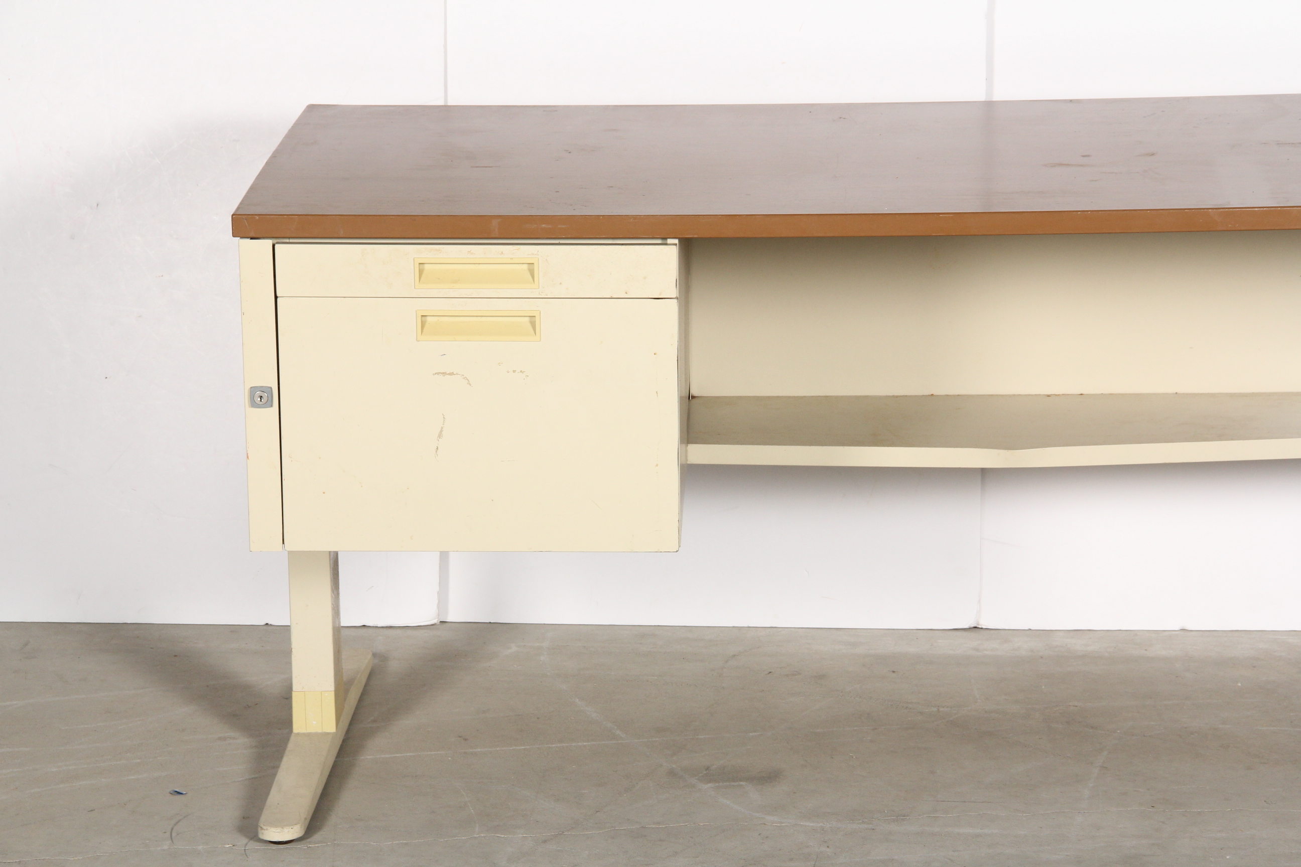 Vintage Metal and Wood Laminate Desk