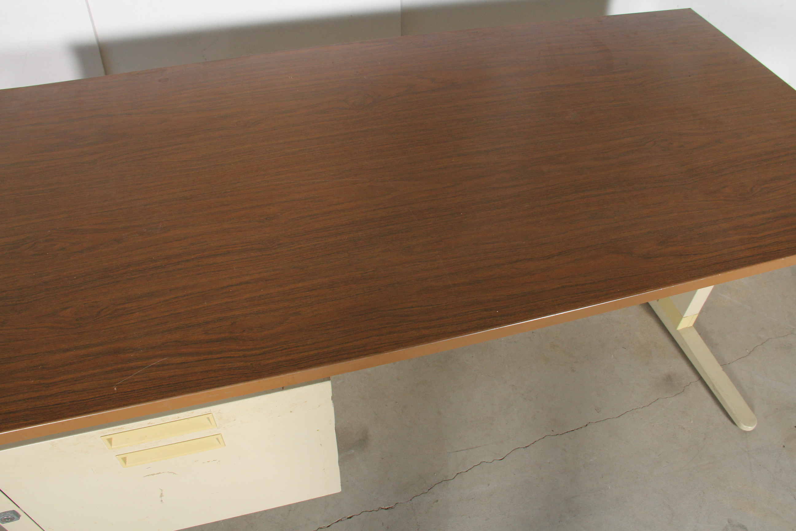 Vintage Metal and Wood Laminate Desk