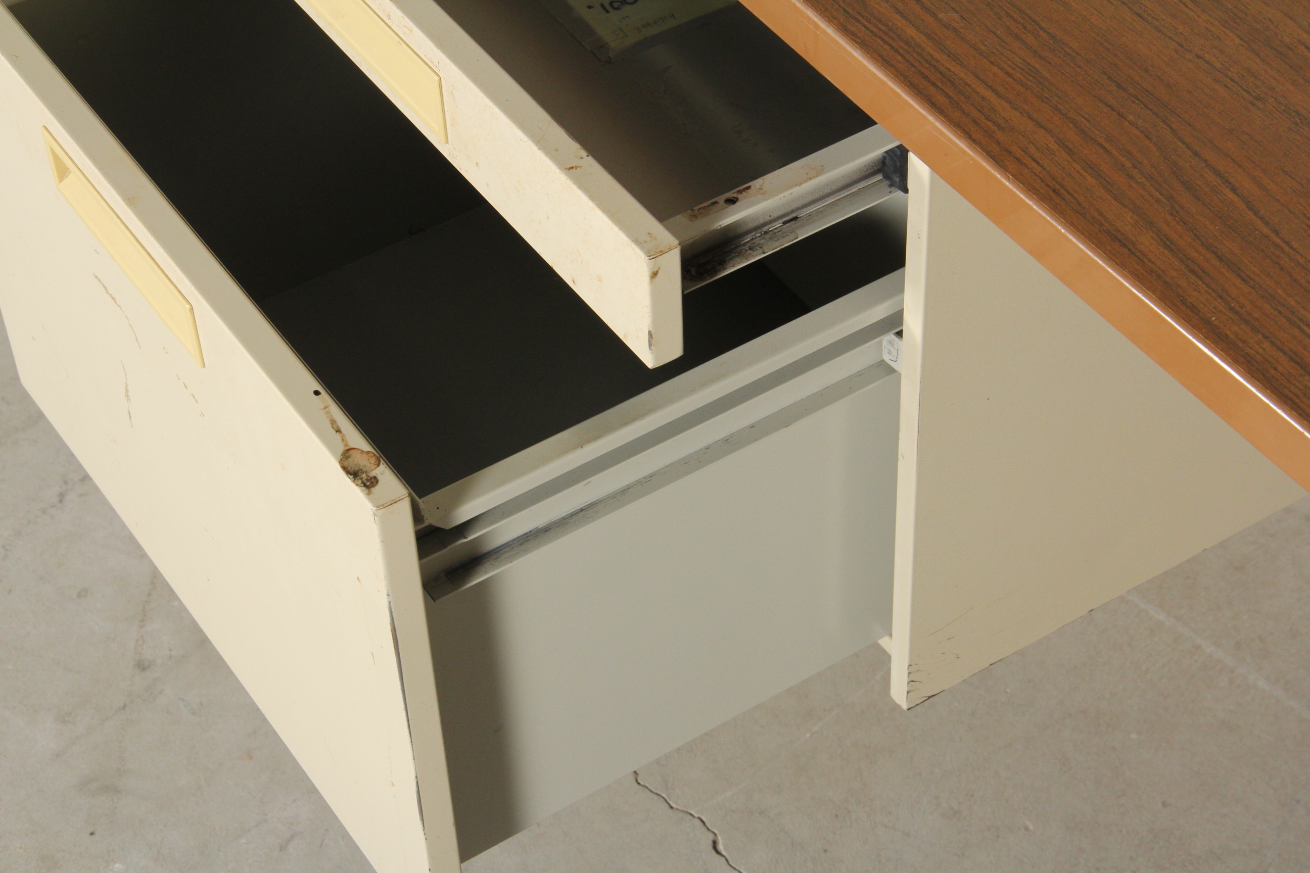 Vintage Metal and Wood Laminate Desk