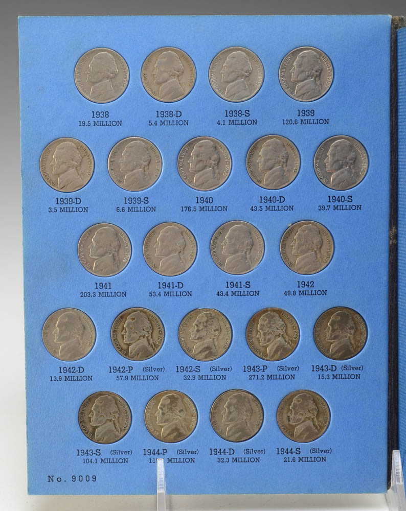 Group of (65) Jefferson nickels in Whitman Folder