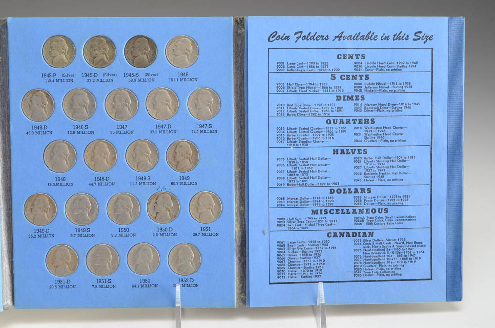 Group of (65) Jefferson nickels in Whitman Folder