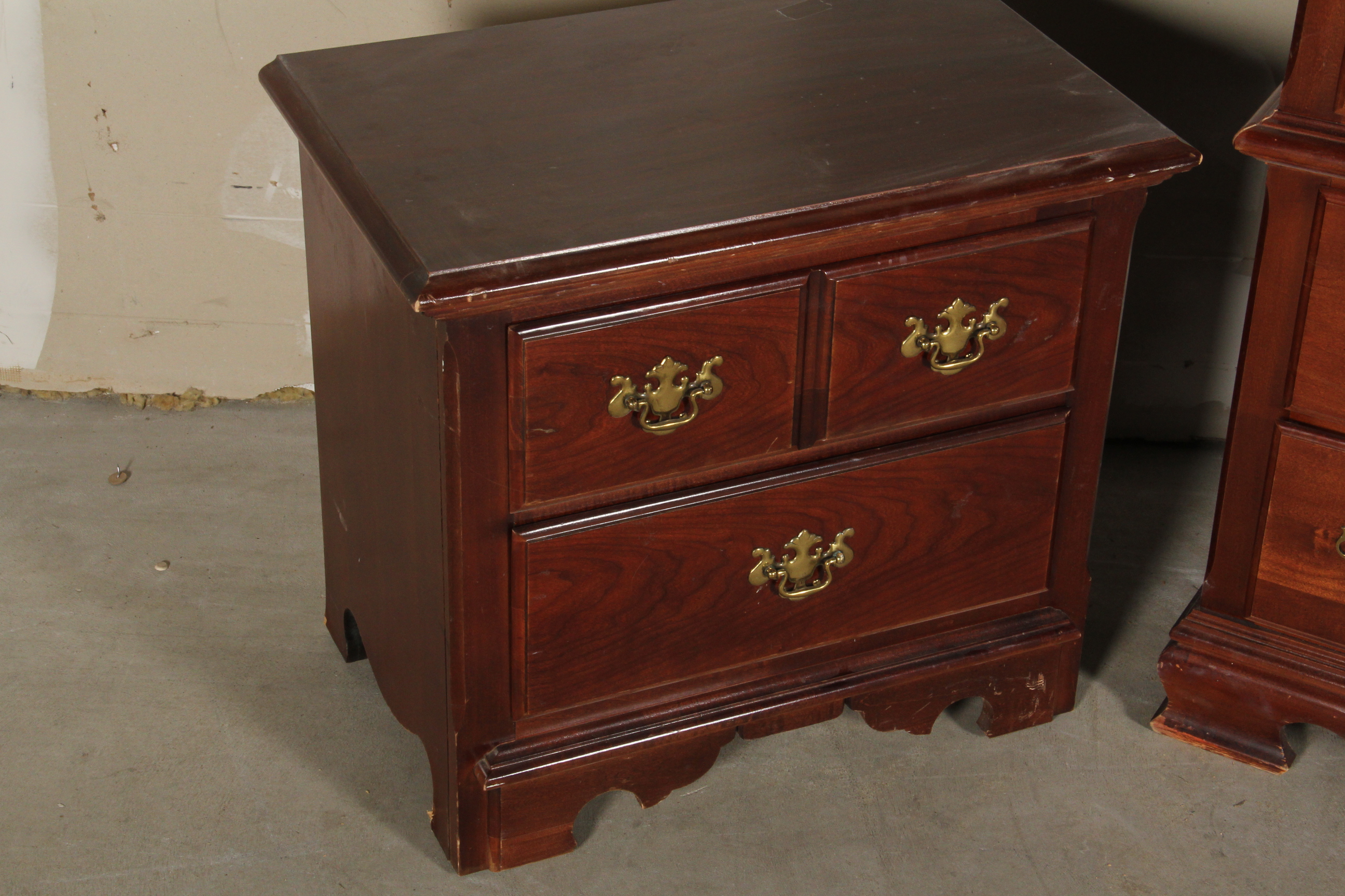 Colonial Style Tall Oak Dresser and Night Stand