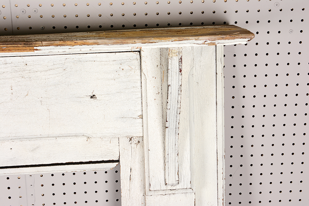 Antique Fireplace Mantel with Red Accent