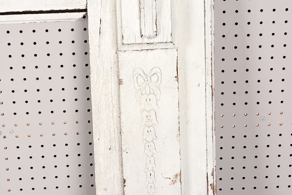 Antique Fireplace Mantel with Red Accent