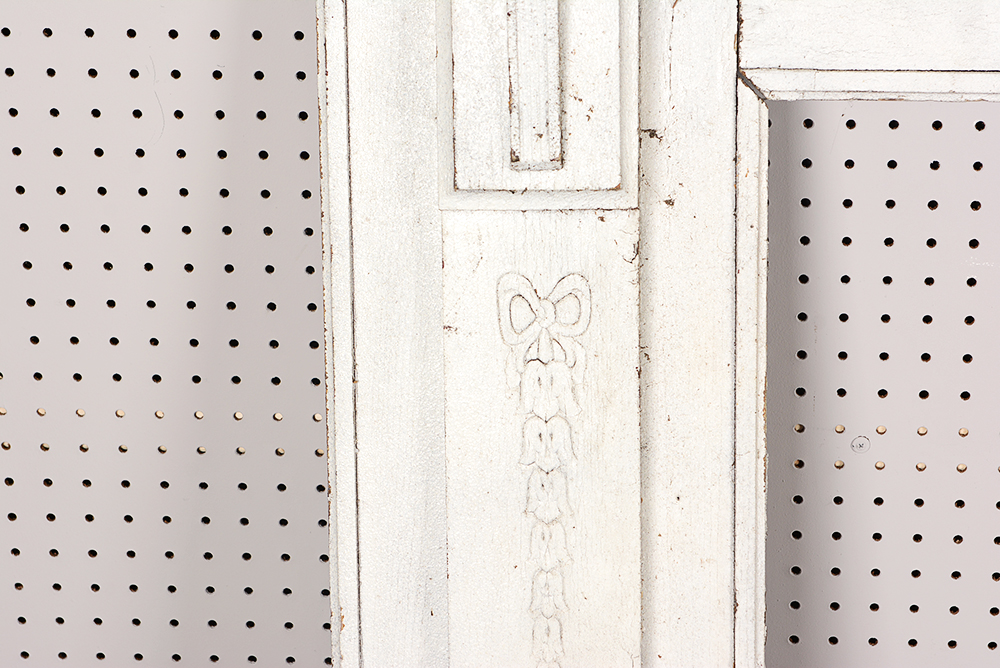 Antique Fireplace Mantel with Red Accent