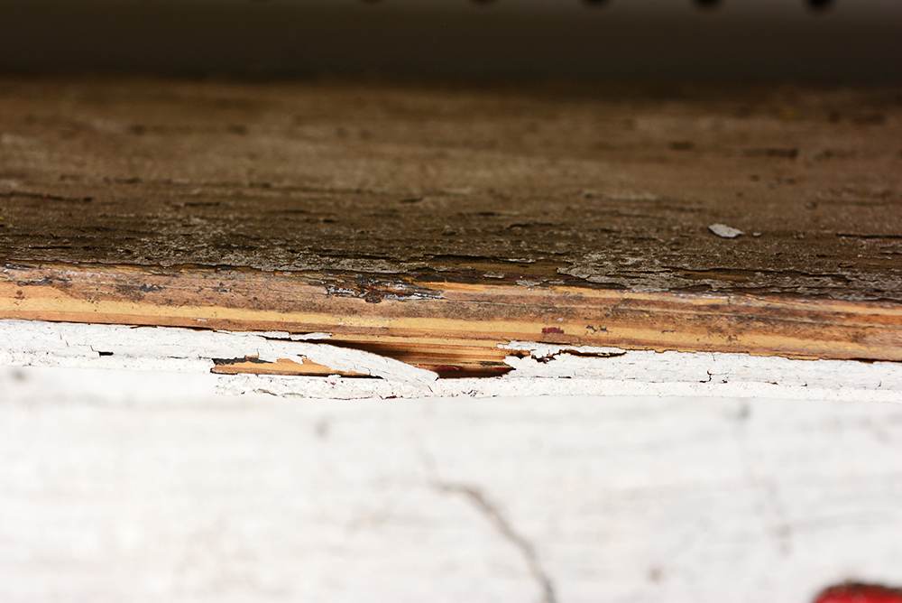 Antique Fireplace Mantel with Red Accent