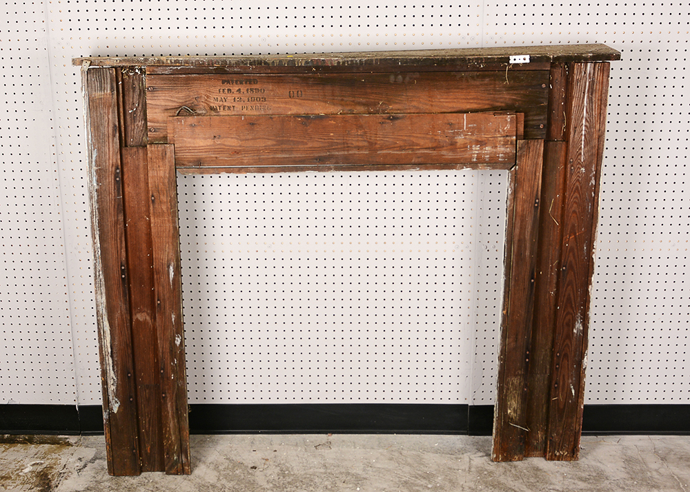 Antique Fireplace Mantel with Red Accent