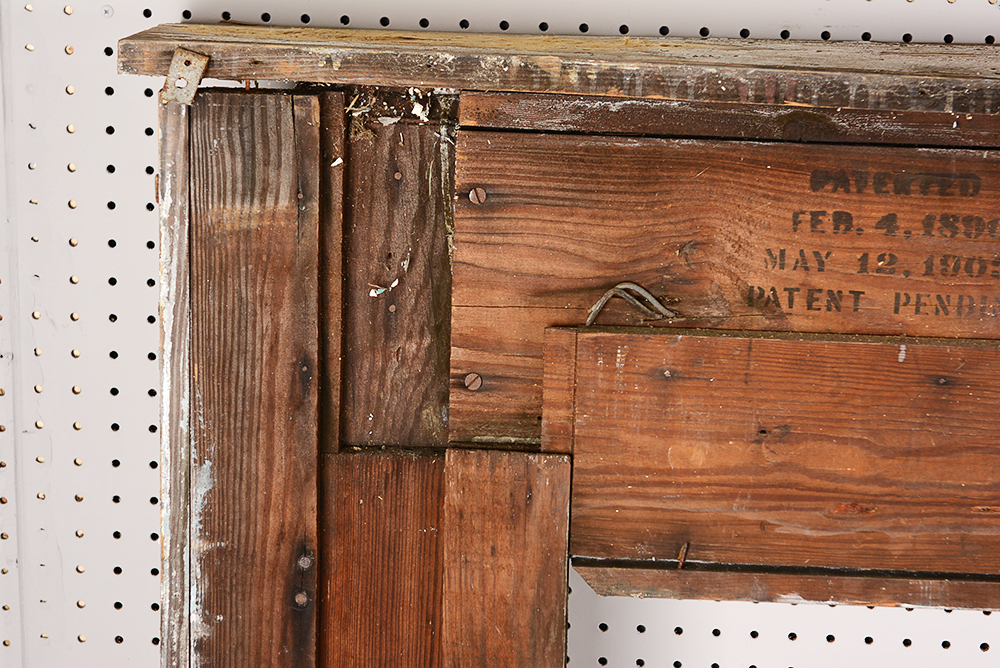 Antique Fireplace Mantel with Red Accent