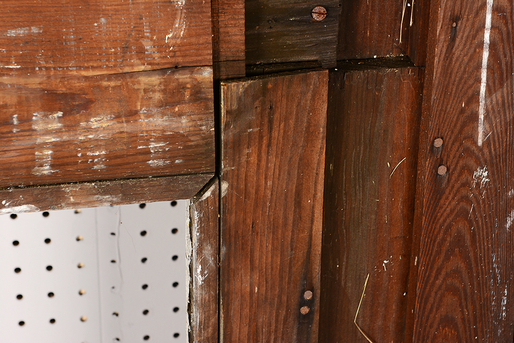 Antique Fireplace Mantel with Red Accent