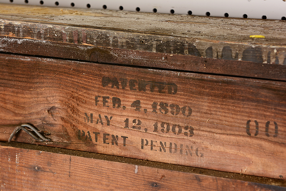 Antique Fireplace Mantel with Red Accent