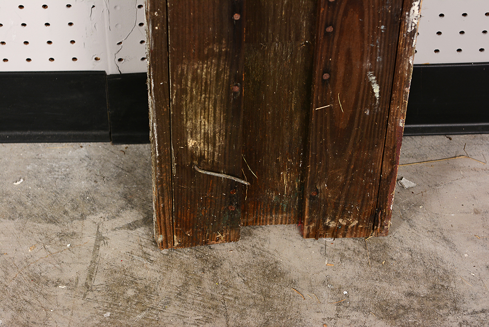 Antique Fireplace Mantel with Red Accent