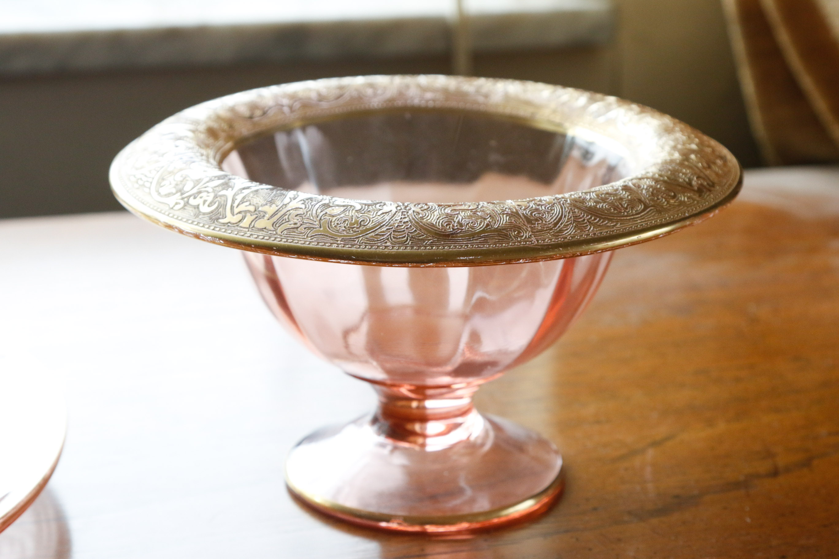 Tiffin "Minton" Crystal and Pink Depression Glass Tableware