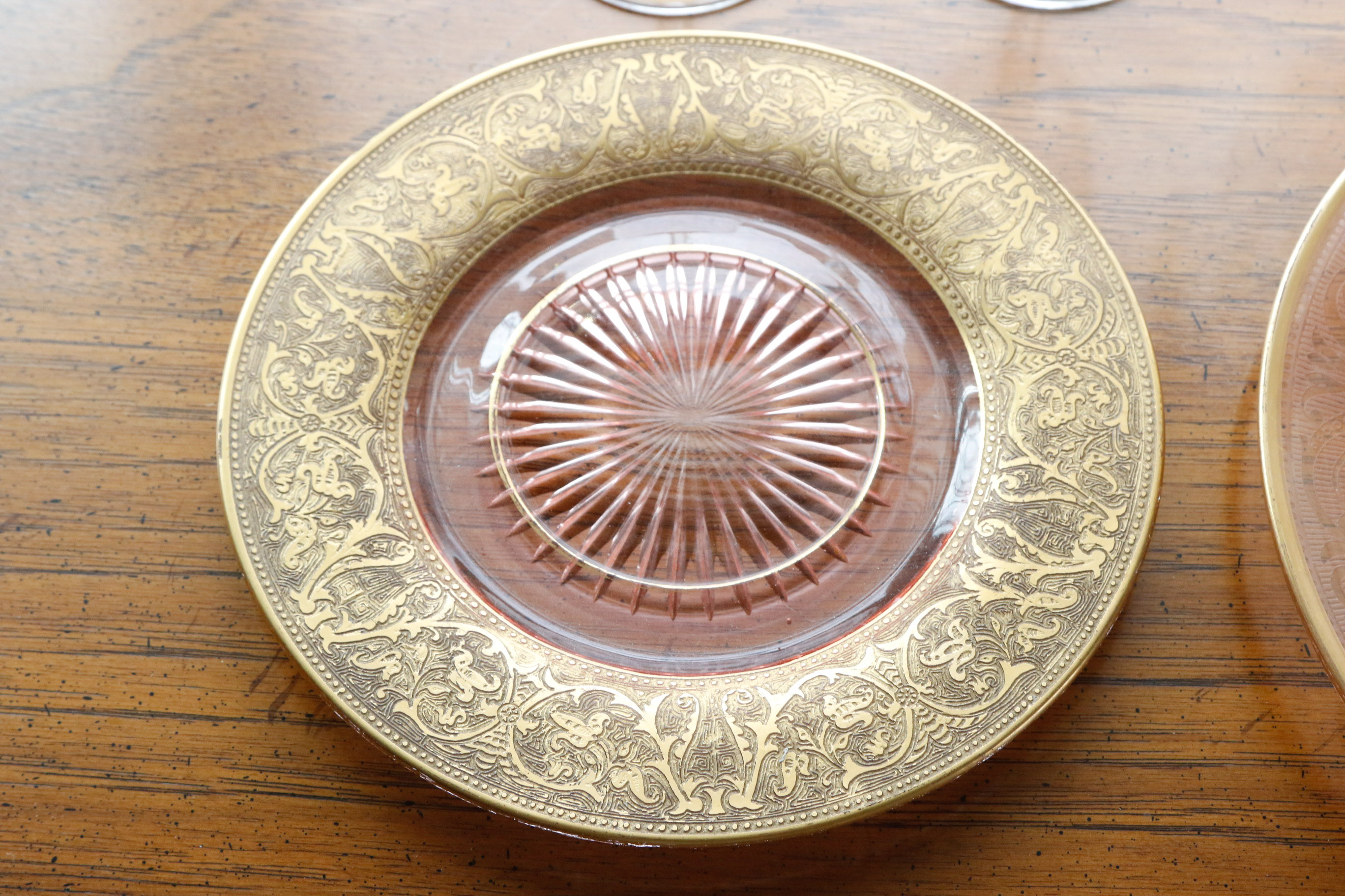 Tiffin "Minton" Crystal and Pink Depression Glass Tableware