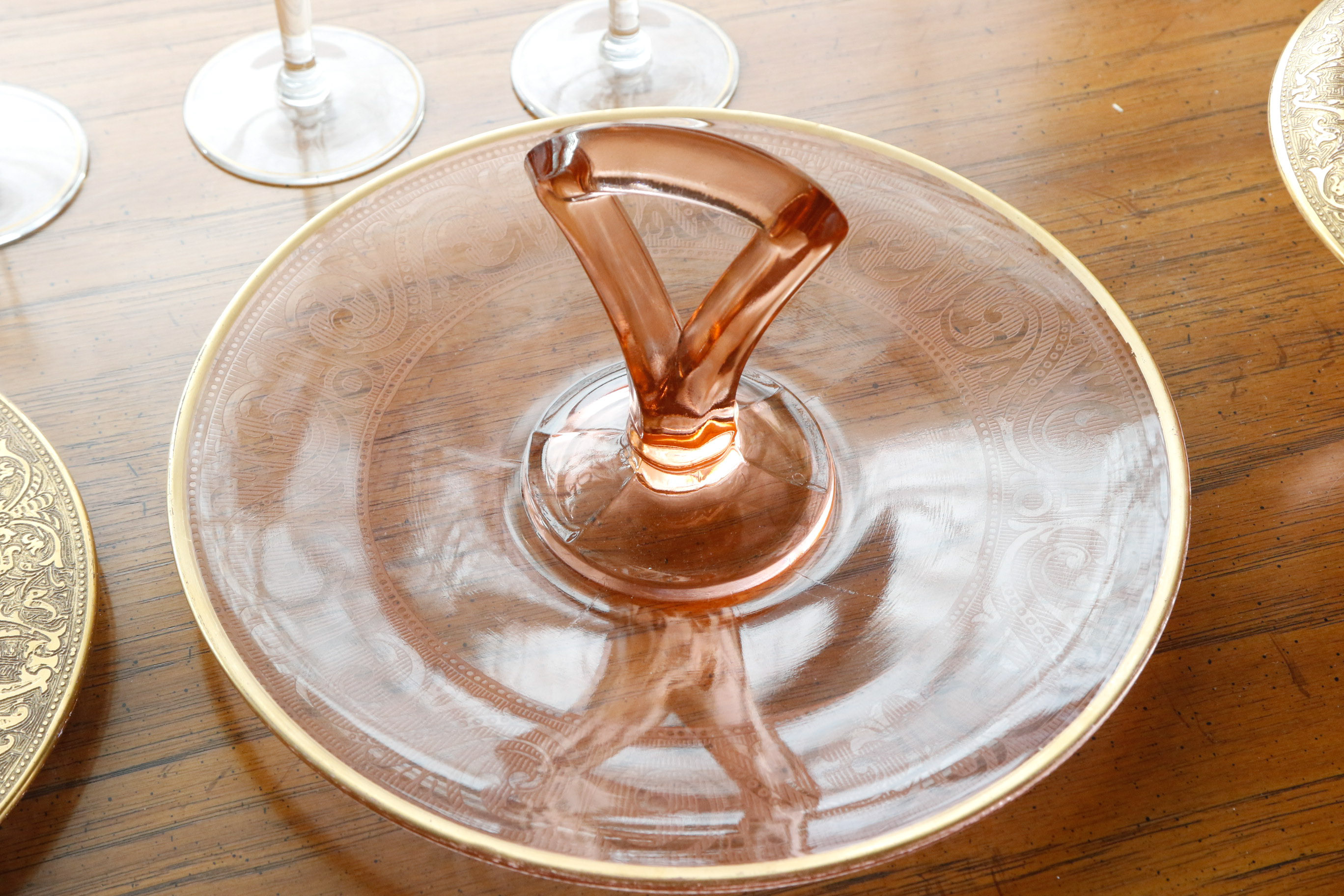 Tiffin "Minton" Crystal and Pink Depression Glass Tableware