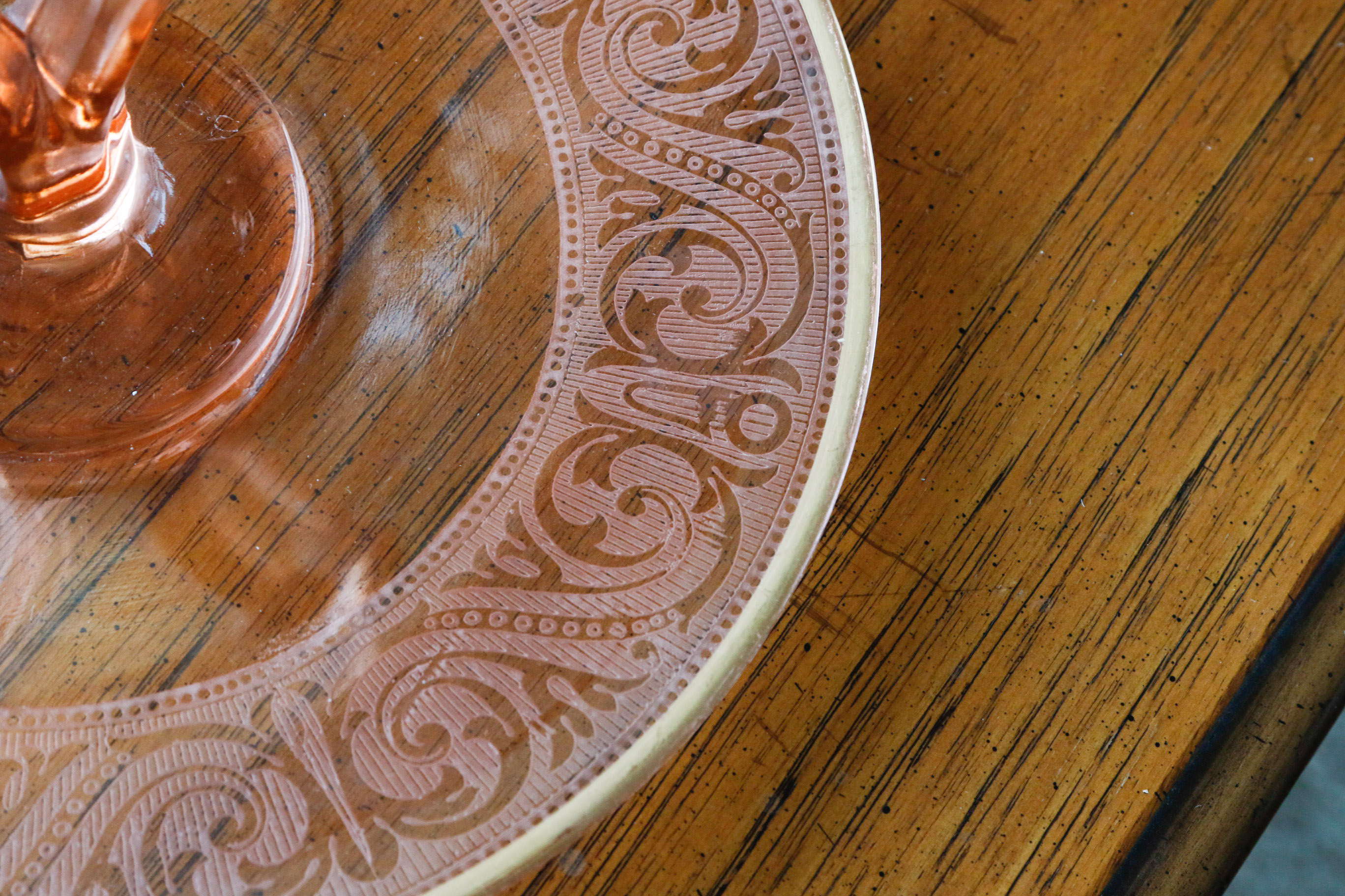 Tiffin "Minton" Crystal and Pink Depression Glass Tableware