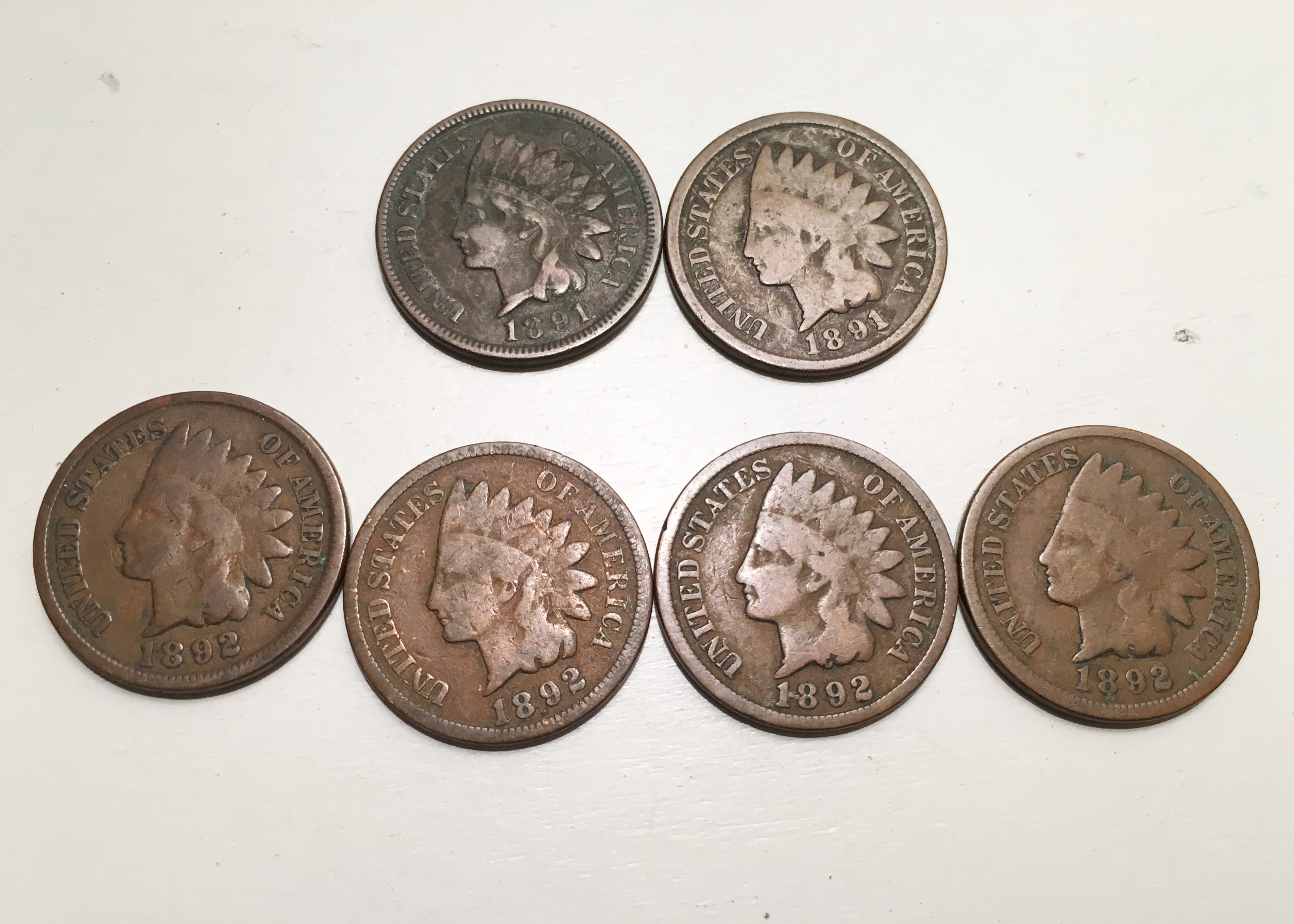 Indian Head One Cent Coins from 1890-1899