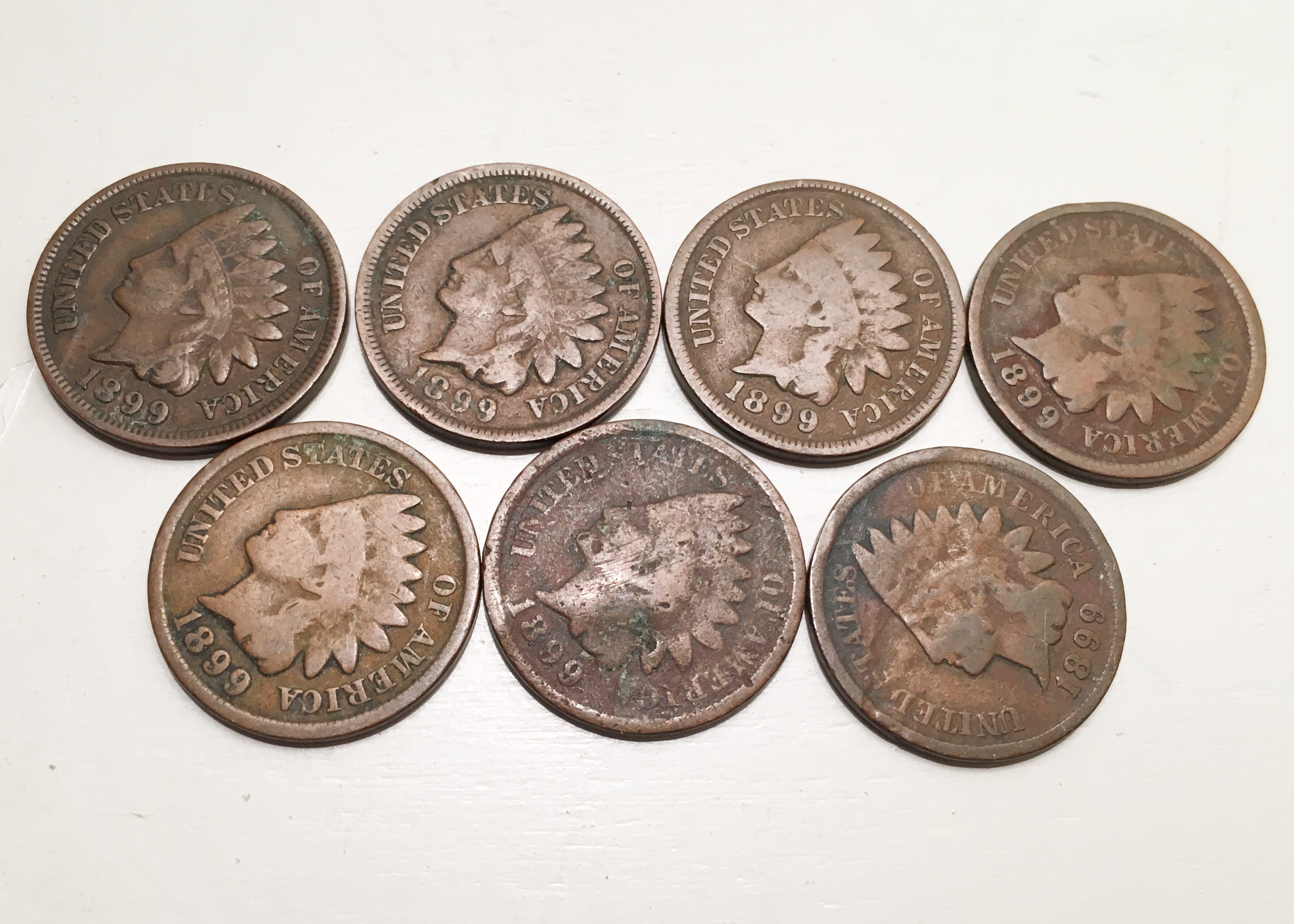Indian Head One Cent Coins from 1890-1899