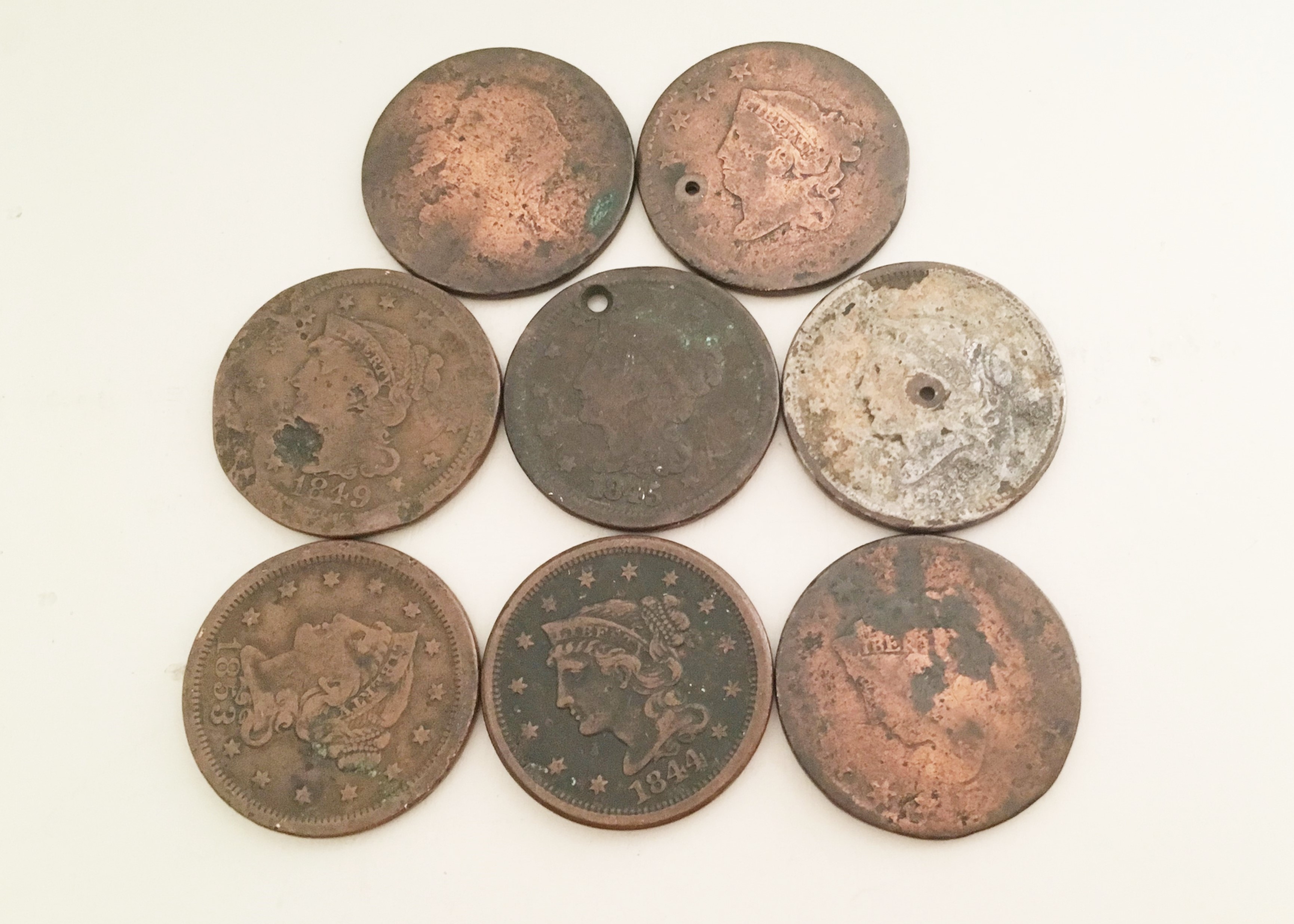 Eight 19th C. United States Large Cents