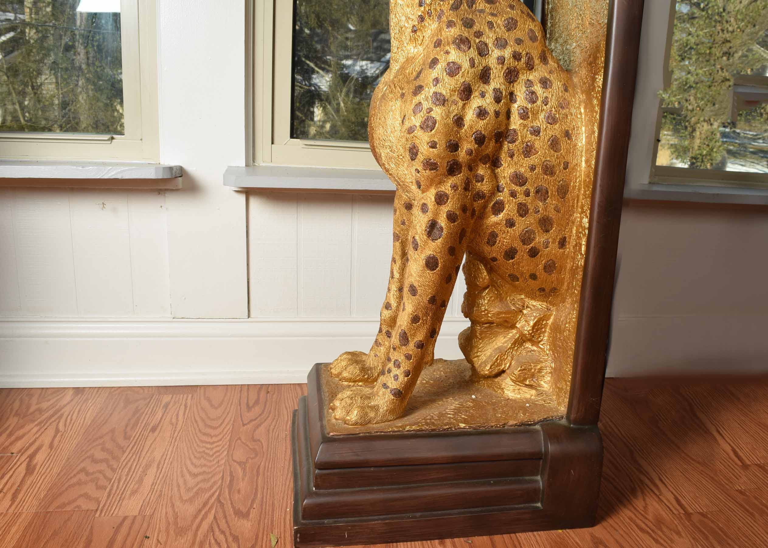 Glass Top Cheetah Base Console Table