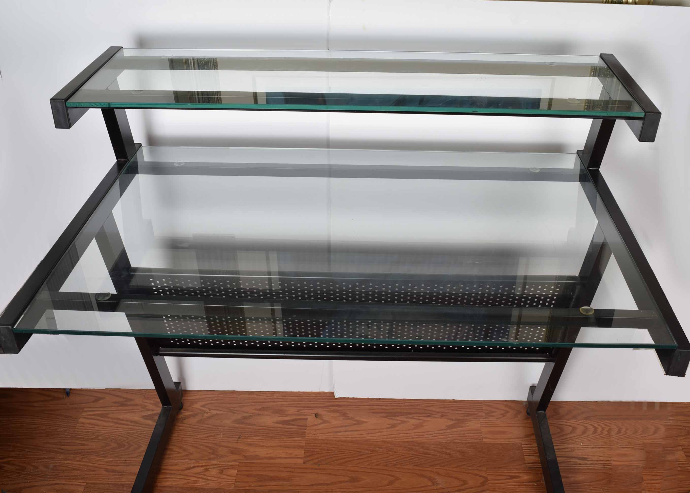 Glass and Black Metal Desk