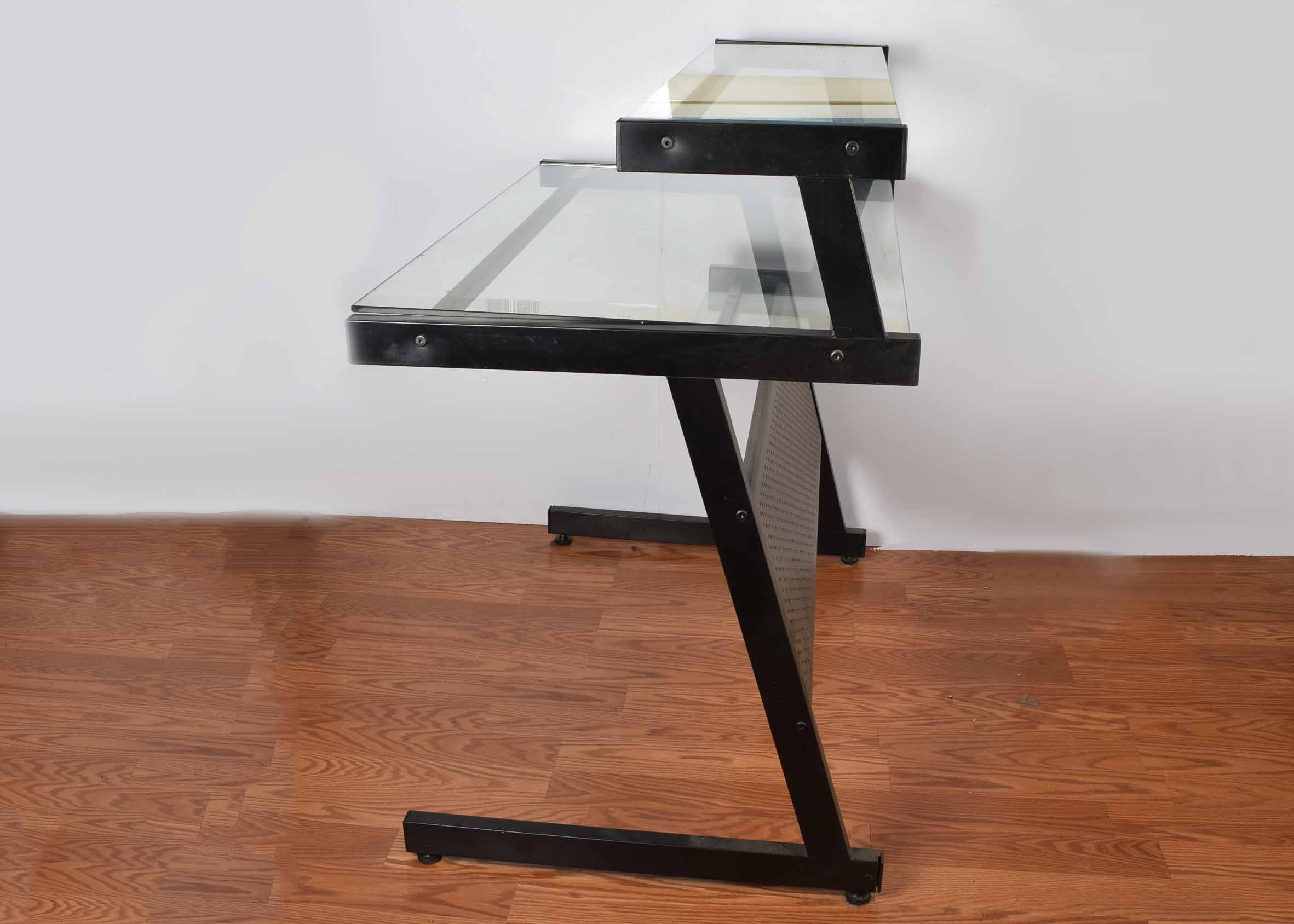 Glass and Black Metal Desk