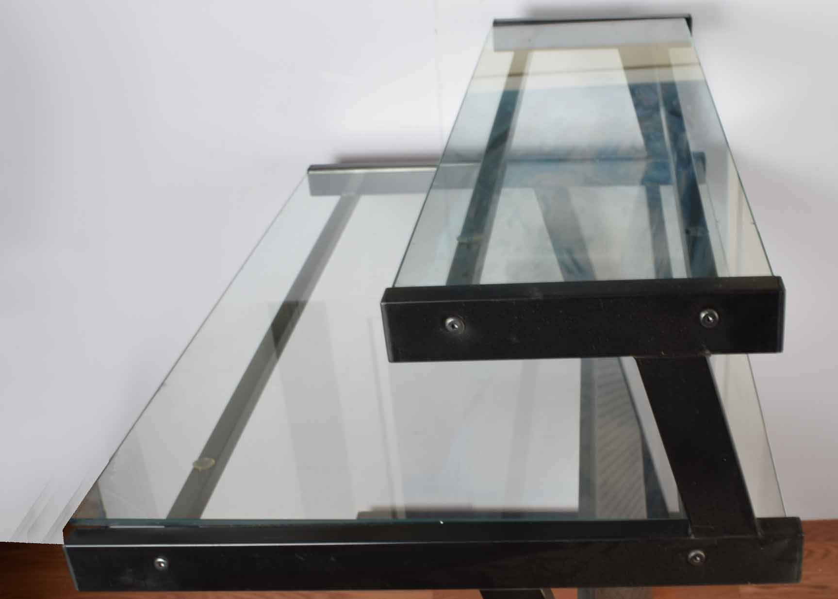 Glass and Black Metal Desk