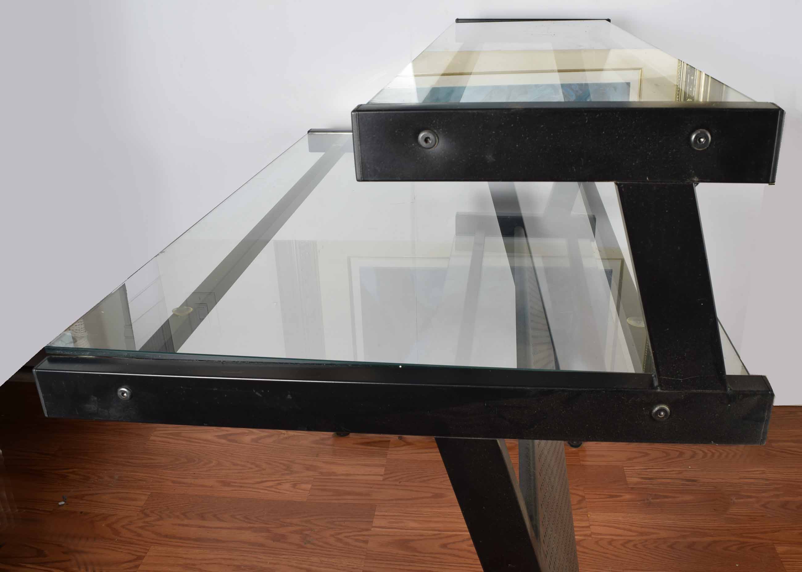 Glass and Black Metal Desk