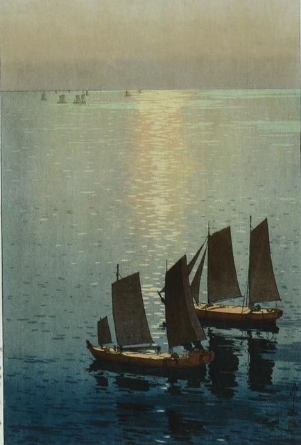 Hiroshi Yoshida Vintage Japanese Woodblock "Glittering Sea"