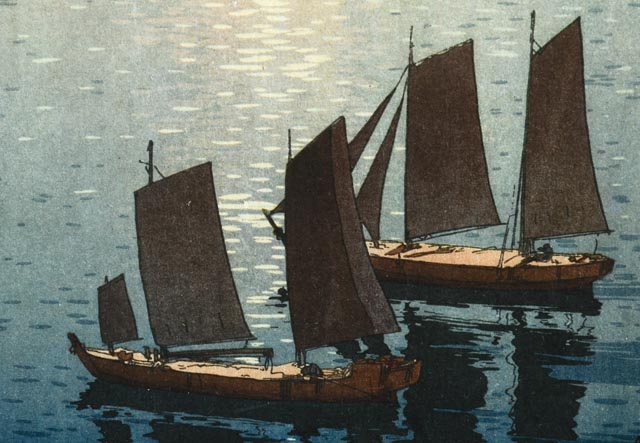 Hiroshi Yoshida Vintage Japanese Woodblock "Glittering Sea"