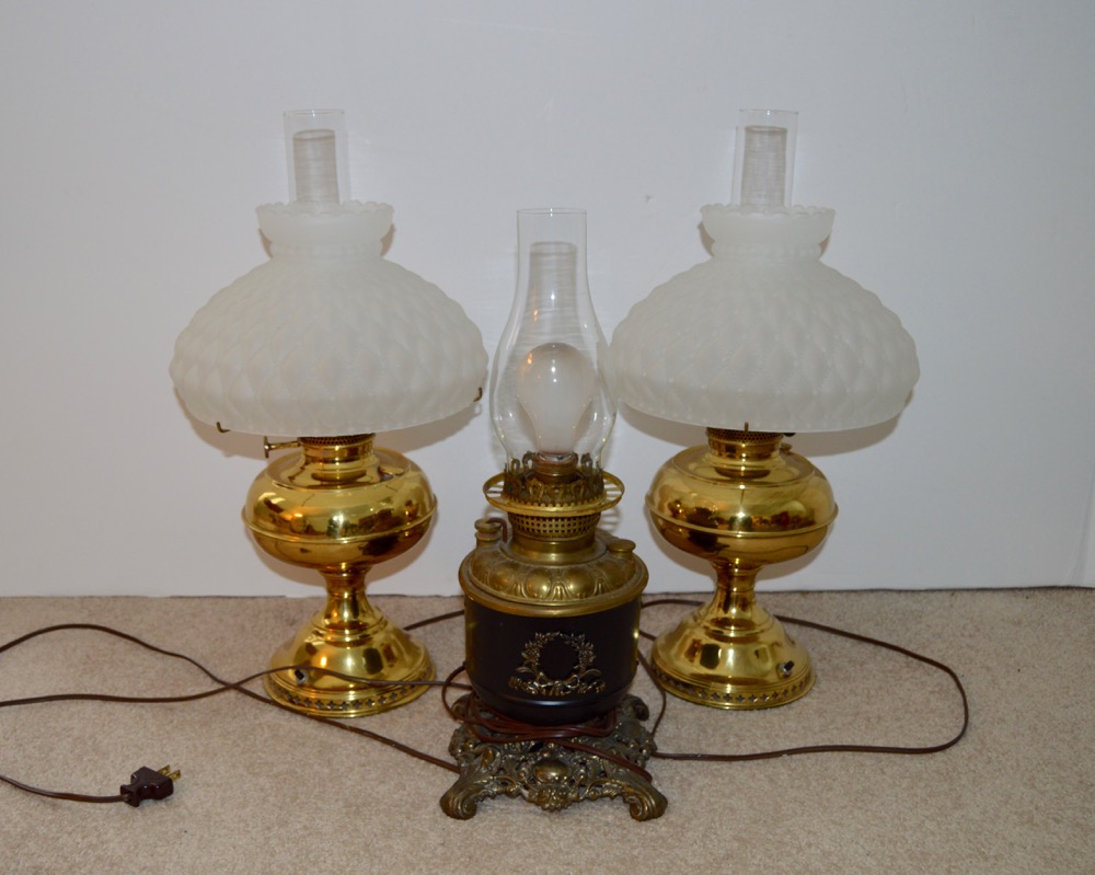 Three Hurricane Lamps