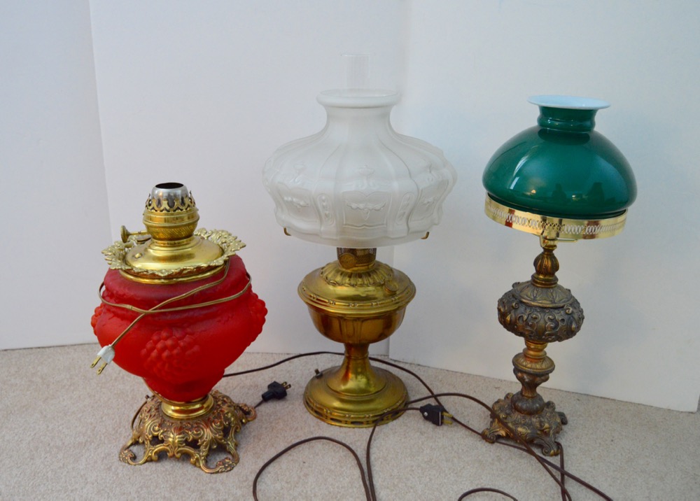 Three Hurricane Lamps