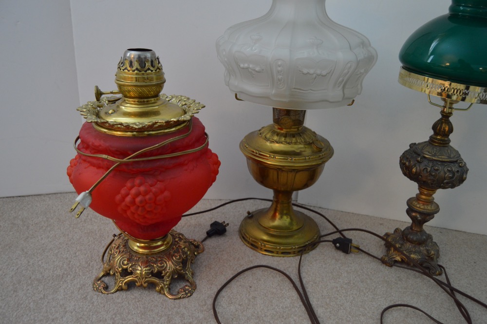 Three Hurricane Lamps