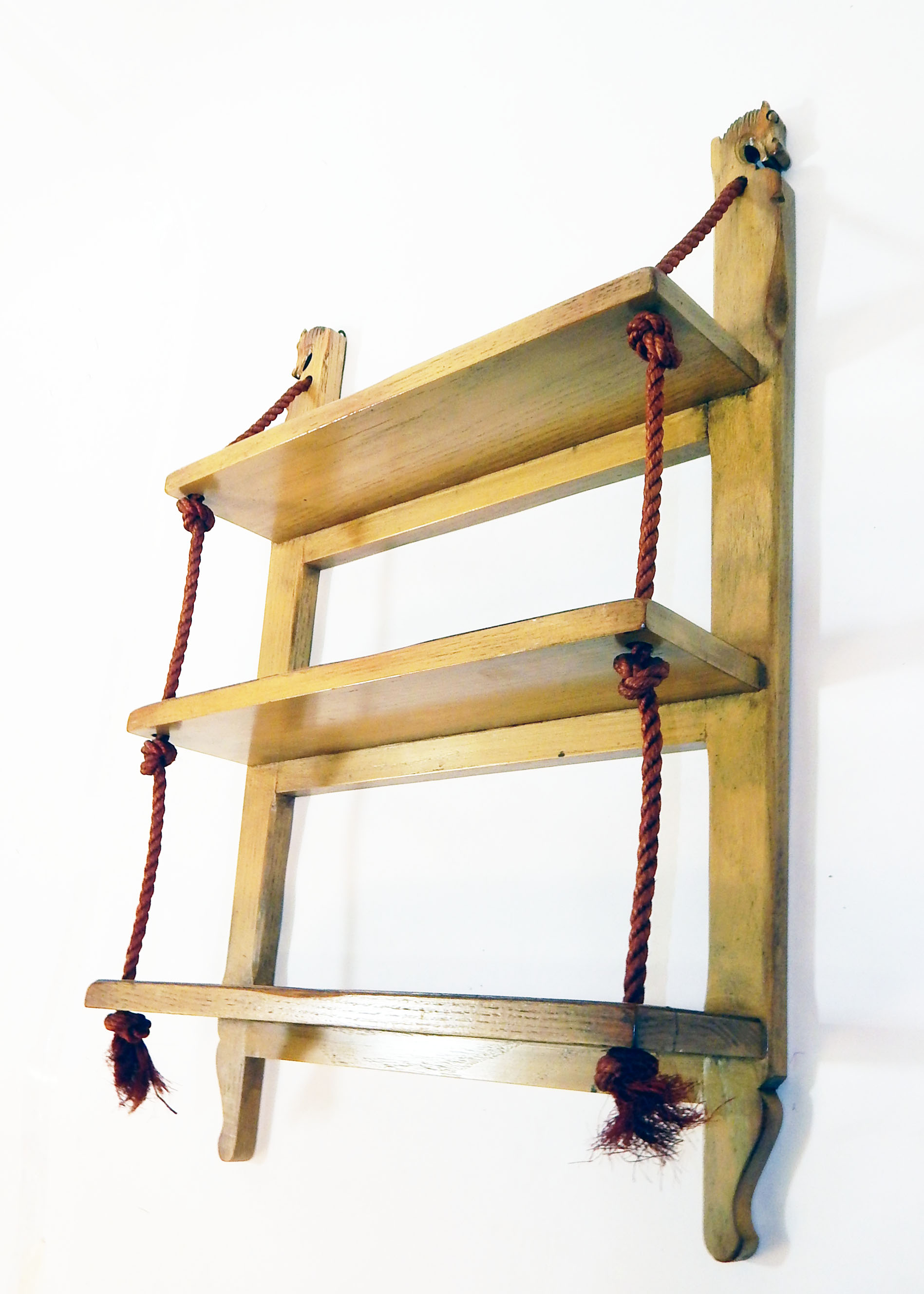 Vintage Romweber Viking Oak Hanging Accent Shelves