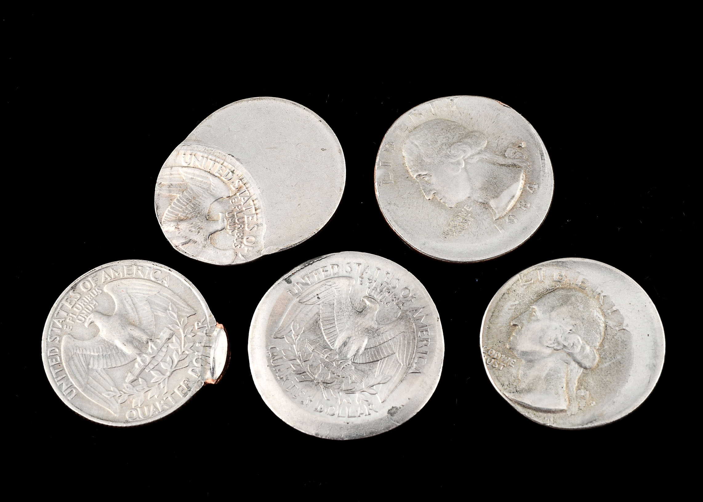 Group of Five George Washington Error Quarters