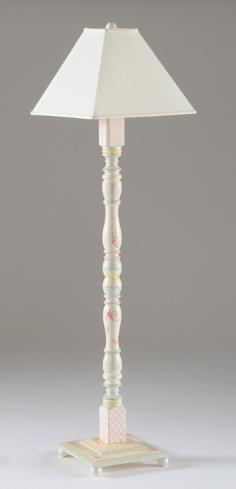 Turned Wood and Hand-Painted Floor Lamp