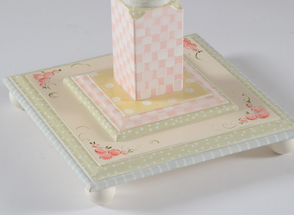 Turned Wood and Hand-Painted Floor Lamp