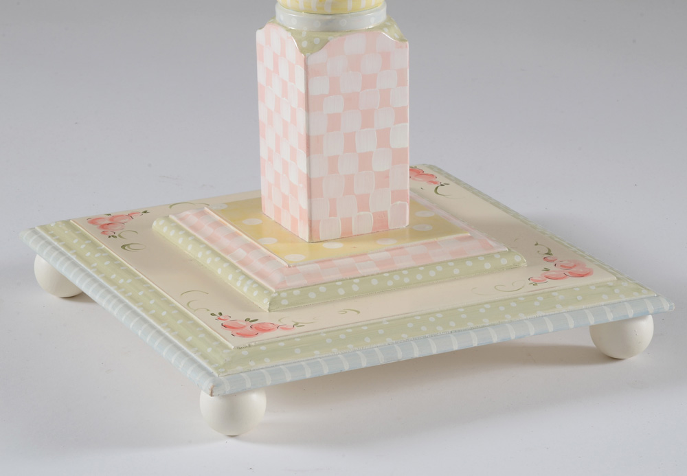 Turned Wood and Hand-Painted Floor Lamp