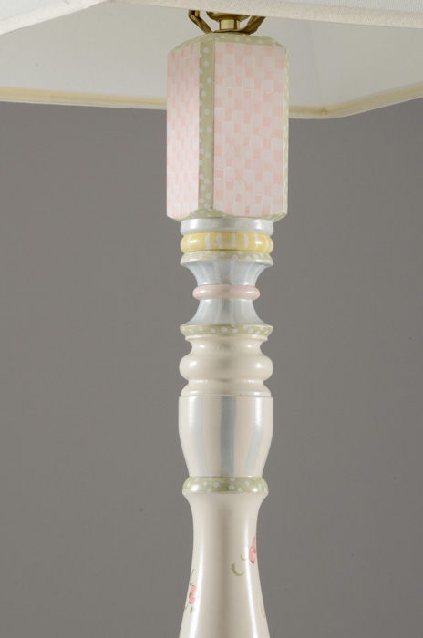 Turned Wood and Hand-Painted Floor Lamp