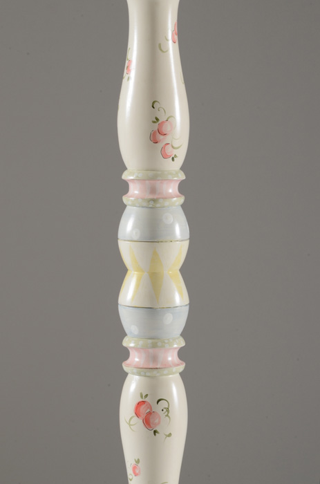 Turned Wood and Hand-Painted Floor Lamp