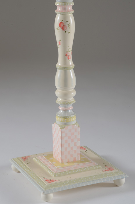 Turned Wood and Hand-Painted Floor Lamp