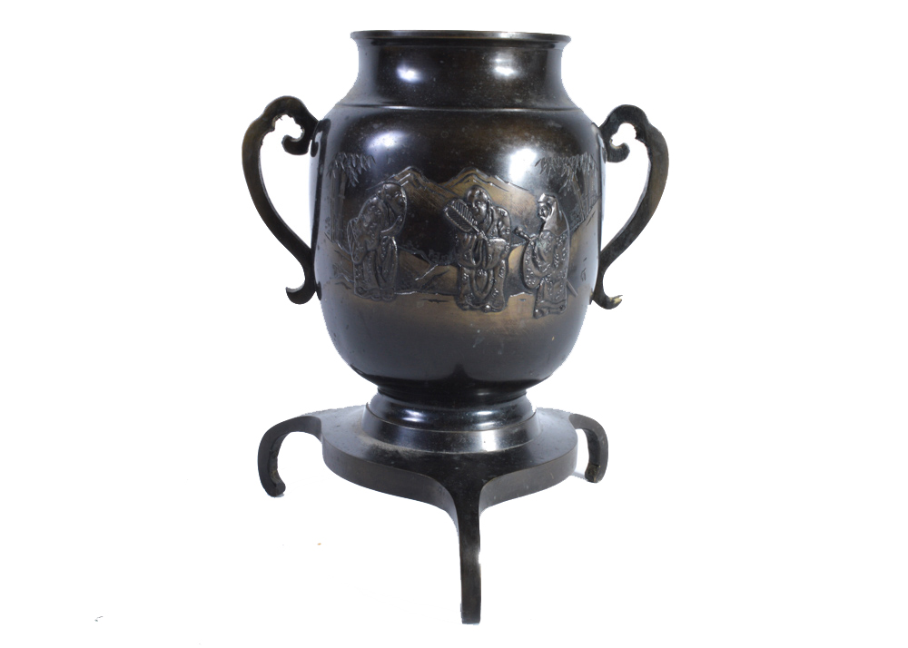 Cast Bronze Footed Urn