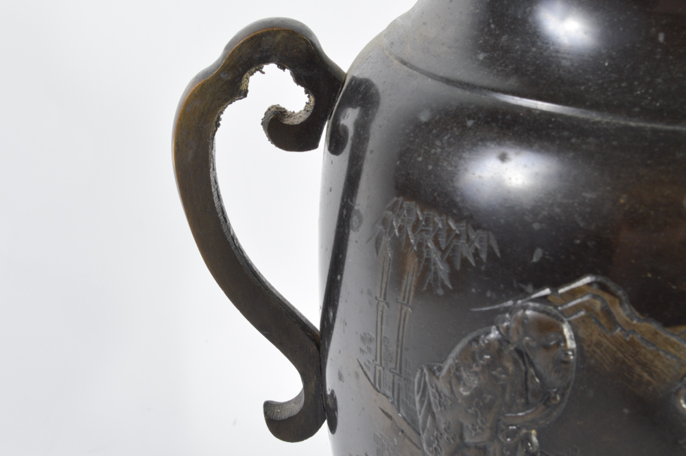 Cast Bronze Footed Urn